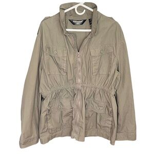 Norma Kamali military cargo cotton army elastic waist jacket size XXL